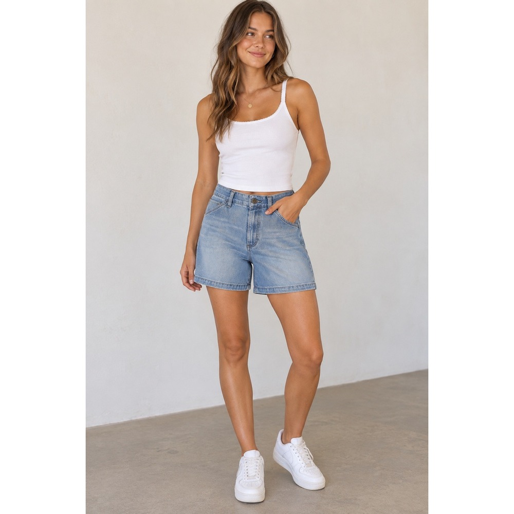NWT! Lee Legendary Women Denim Shorts Light Wash Mid Rise‎ 12 Medium 5 Inseam